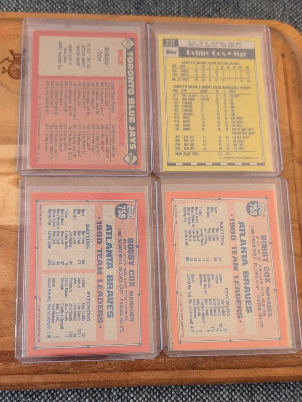 Bobby Cox 4-Card Manager Lot Blue Jays Braves HOF RIP - Picture 3 of 3